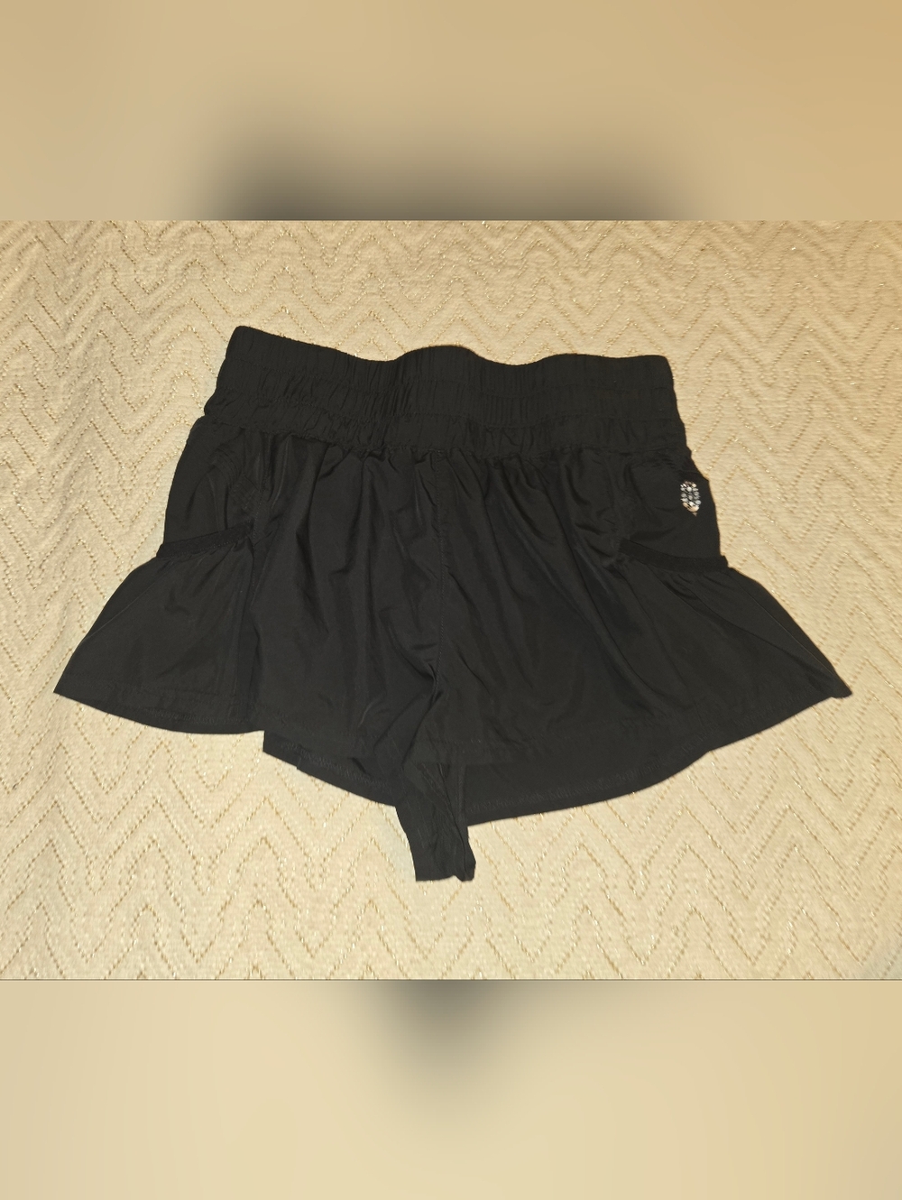 Free People Black Athletic Shorts with Smocked Waist